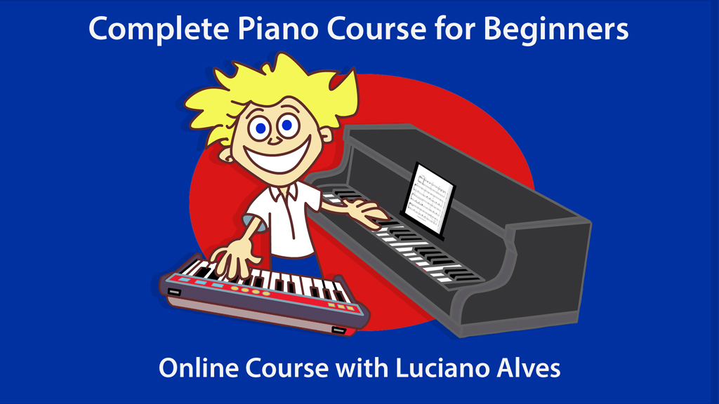 Kid playing piano and keyboard. Piano course for beginners with Luciano Alves.