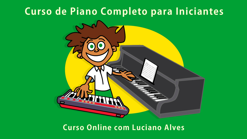 Pessoa aprendendo a tocar piano e teclado - Curso de piano online para iniciantes com Luciano Alves.