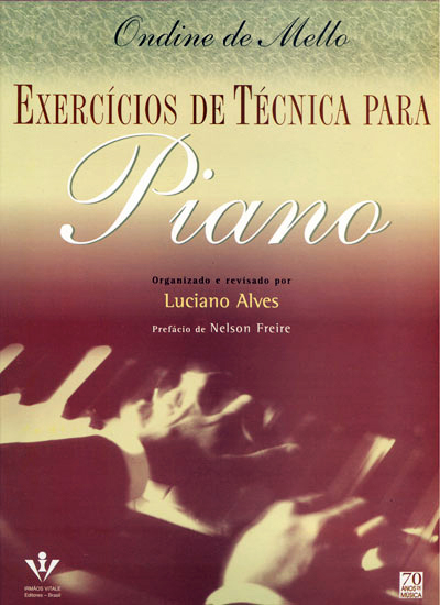Capa do livro Exercícios para Piano com duas mãos ao piano.