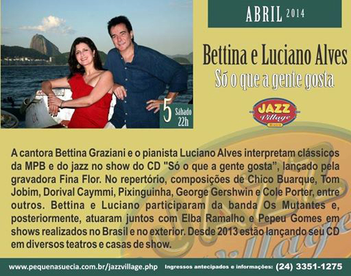 Flyer de divulgação do show Bettina Grazziani e Luciano Alves