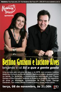 Divulgação do show do Duo Bettina Graziani e Luciano Alves, SP